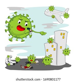 illustration of corona virus that come, destroy and kill many people