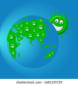 illustration of the corona virus that spreads on earth