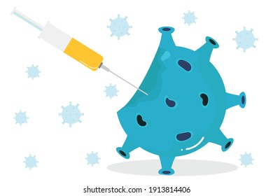 Illustration Of The Corona Virus And Vaccines. Breakthrough In The Creating Of A COVID-19 Vaccine Isolated On Background. 