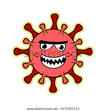 illustration of corona virus vector flat design outbreak of covid-19 from wuhan china  red monster character with white background 