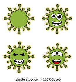 Illustration of corona virus Wuhan covid- 19 from china, flat design bacterium full color vector 2019 nCov background for infographics, posters, banners, sticker, etc. 