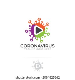 illustration of coronavirus (Covid-19) with triangle logo concept