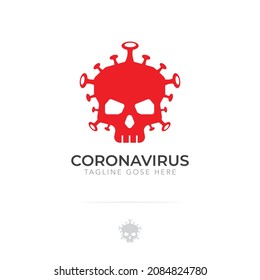 Illustration Coronavirus logotype. The image of a human skull is combined with a virus, as a symbol of mortal danger