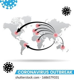 Ilustración del Coronavirus Bromeo Gray World Map gráfico