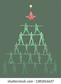 Illustration Of The Corporate Hierarchy With  Financial Guru On The Top