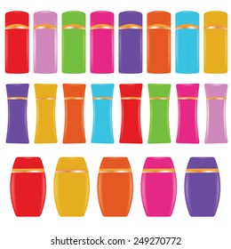  illustration  with cosmetic bottles on white background