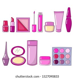 Illustration of a cosmetic collection design and facial skin care for skin beauty isolated by a white background