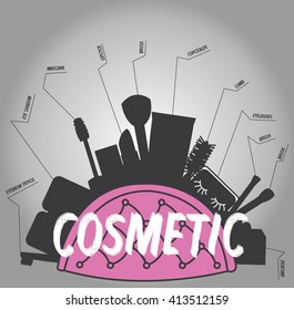 illustration cosmetic, makeup and fashion