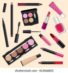 Illustration of cosmetic products.