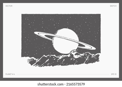 Illustration of cosmic landscape, space sketch
