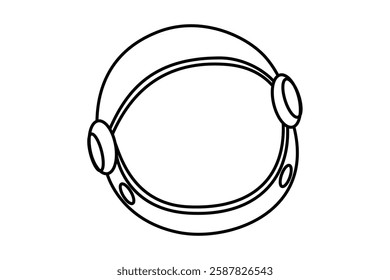 Illustration of a cosmonaut helmet isolated on white background. Flat design. Black and white illustration. Vector.