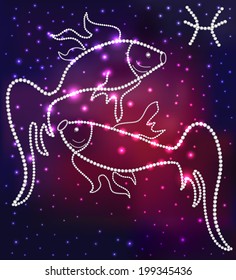 illustration cosmos fish constellation of the stars and gems