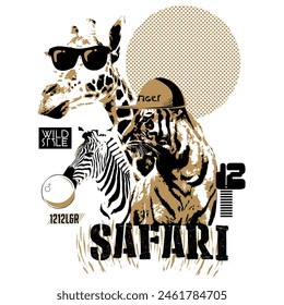 Illustration coths safari boy, animals