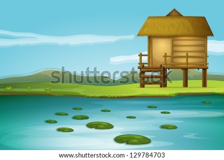 Similar – Image, Stock Photo Hut at the lake in the sunset