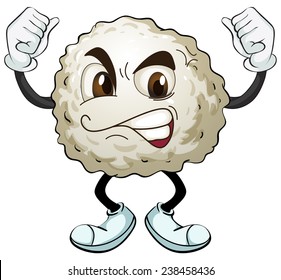 Illustration of a cotton ball with angry face