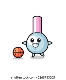 Illustration of cotton bud cartoon is playing basketball , cute style design for t shirt, sticker, logo element