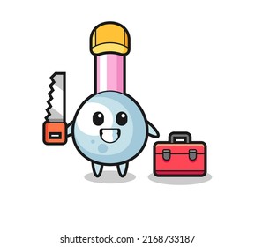 Illustration of cotton bud character as a woodworker , cute style design for t shirt, sticker, logo element