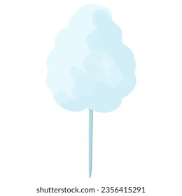 Illustration of cotton candy in watercolor style. Sweet street food for children and adults. Isolated design on a white background.