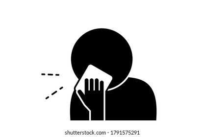 Illustration of coughing with handkerchief on mouth