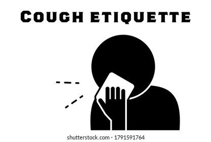 Illustration of coughing with handkerchief on mouth