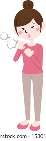 Illustration of a coughing woman