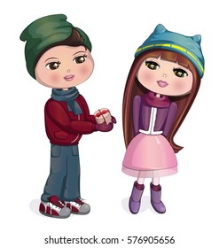 Illustration of a couple. Boy and girl.