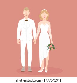 
illustration of couple bride and groom for wedding invitation card, poster, art print, gift.