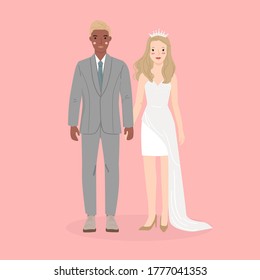 
illustration of couple bride and groom for wedding invitation card, poster, art print, gift.