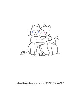 illustration couple cute meow peace and love