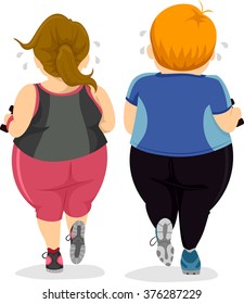 Illustration of a Couple Doing their Workout Routine