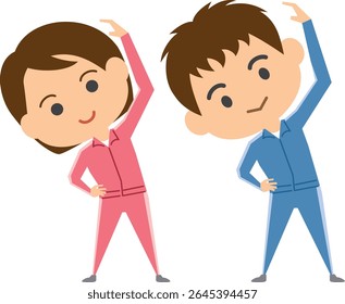 Illustration of a couple doing warm-up exercises