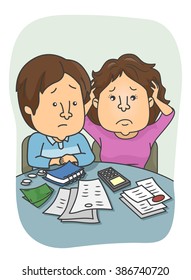 Illustration of a Couple Encountering Financial Problem