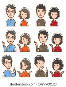 Illustration of couple facial expressions