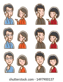 Illustration of couple facial expressions
