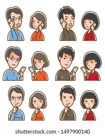 Illustration of couple facial expressions