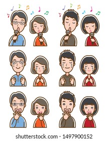 Illustration of couple facial expressions