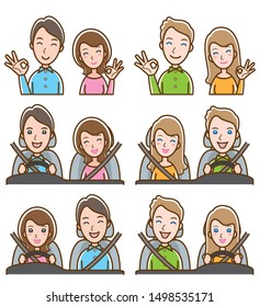 Illustration of couple facial expressions