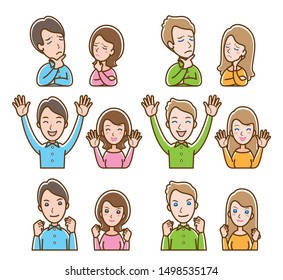 Illustration of couple facial expressions
