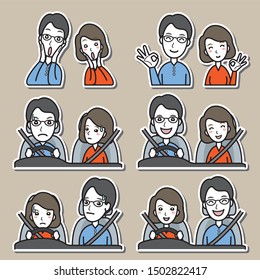 Illustration of couple facial expressions