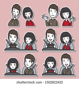 Illustration of couple facial expressions