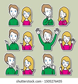 Illustration of couple facial expressions