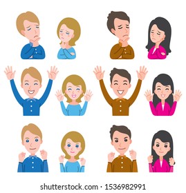 Illustration of couple facial expressions