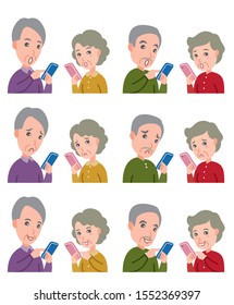 Illustration of couple facial expressions : Senior couple