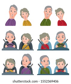 Illustration of couple facial expressions : Senior couple