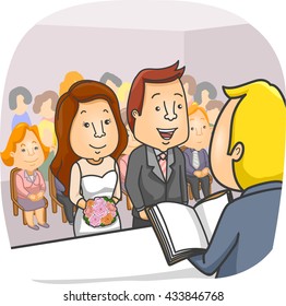 Illustration of a Couple Having a Civil Wedding