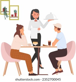 illustration of a couple having dinner