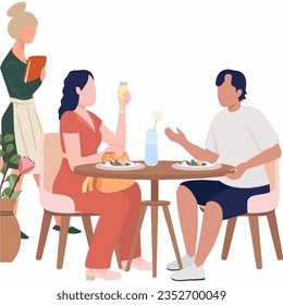 ilustración de una pareja que cena