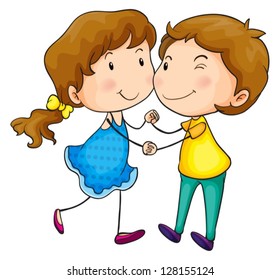 Illustration of a couple holding hands on a white background