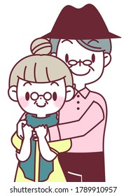 Ilustración de una pareja abrazándose por detrás