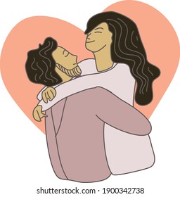 illustration of couple hugging each other, valentine illustration concept